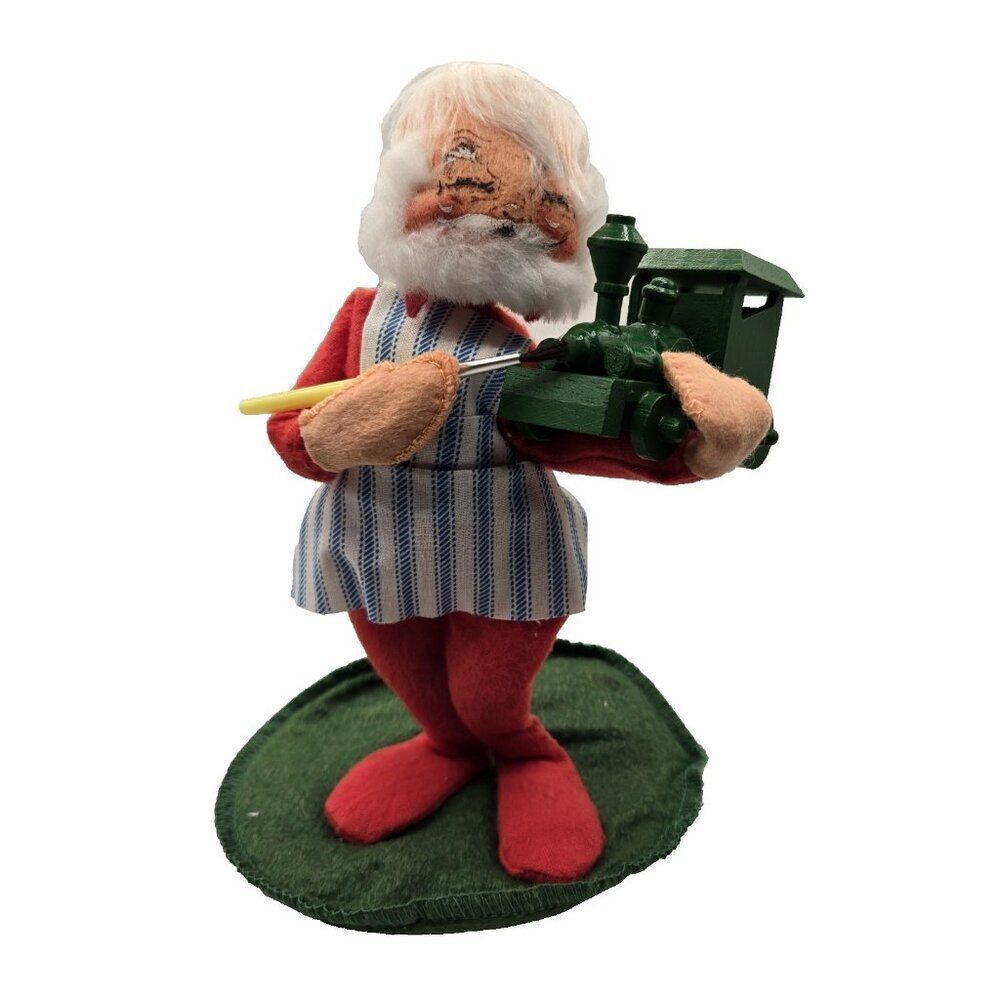 Vintage 1989 Annalee 6" Smiling Santa Claus Workshop Painting Train